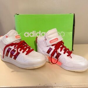 adidas Women's White and Red Neo Sneakers